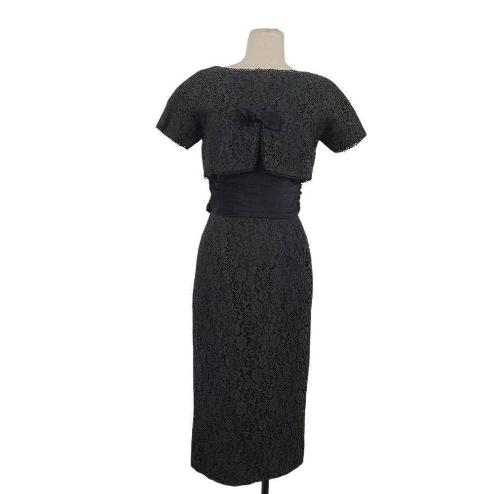 Vintage 1940s 1950s? Natlynn‎ Black Wiggle Dress Sz Small Pin Up Old Hollywood